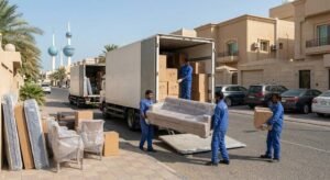 فريق عمل محترف يقوم بتغليف ونقل الأثاث بعناية فائقة ضمن خدمات نقل عفش حي الرويس بجدة لضمان حماية الممتلكات ووصولها بأمان تام وبدون أي خدوش.