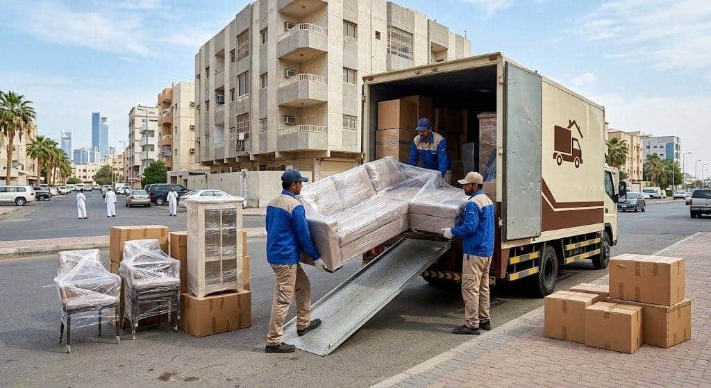أثاث وصناديق مغلفة باحترافية وأمان وجاهزة للنقل ضمن خدمات نقل عفش حي السامر بجدة لضمان الحفاظ على الممتلكات وتوفير تجربة مريحة.